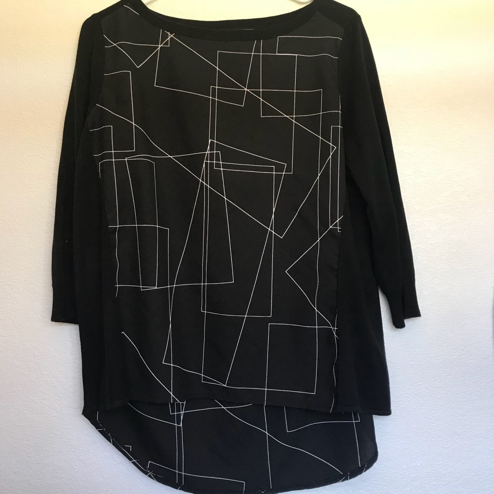 NYC Geometric Blouse with sweater sleeves